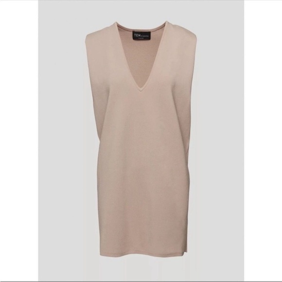 TEN by Babaton Aritzia V Neck TouchStone Tank Dress Shoulder Pads Size Medium - Picture 1 of 6